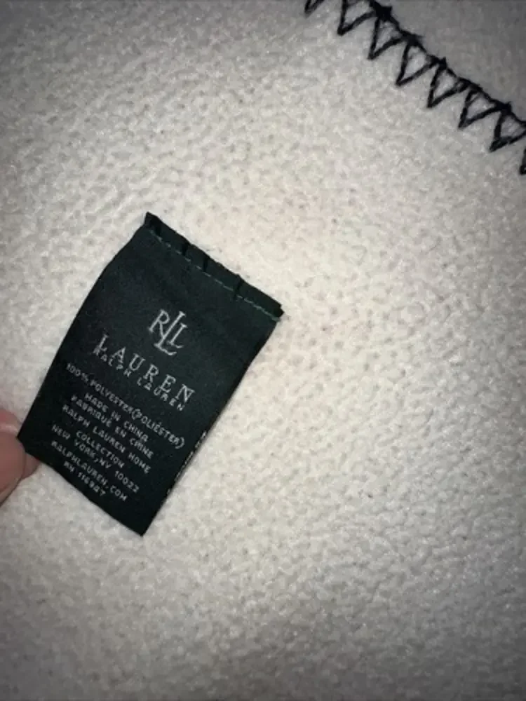 Lauren Ralph Lauren - Sitting Bear Throw Blanket - Cream wBlue stitching-50